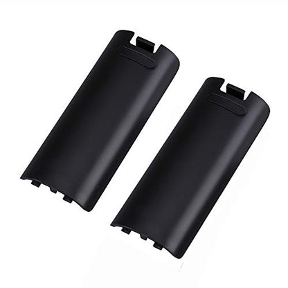 Trenro Wii Remote Controller Battery Cover, 2 Pack Back Cover Replacement for Nintendo Wii/Wii U Remote -Black - color: Black