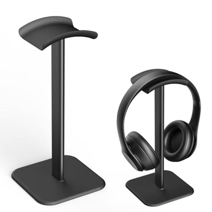 Headphone Stand for Desk - Headset Stand Headphone Holder (Black) | with Aluminum Hanger and Plastic Headrest, headphone holder for AirPods Max, Sony, Bose, Beats and More - color: Black