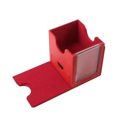 Gamegenic Sidekick Pro 100+ XL Convertible - Premium Deck Box with Secure Card Storage, UV Protected Slide Card Case, Display Top Card, Extra Token Drawer, Magnetic Closure, Red Color, Made - color: Red