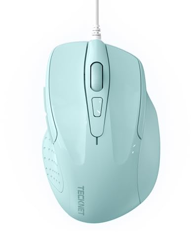 TECKNET Wired Mouse, 6-Button Corded with 4 Adjustable DPI, Ergonomic Optical Mouse, 5FT Cord for Laptop, Chromebook, PC, Desktop, Mac, Notebook - LT.Green - color: LT.Green