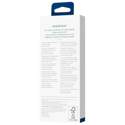 INSIGNIA 4K Ultra HD HDMI Cable – High-Speed 18Gbps, HDR, ARC, Ethernet – Compatible with TV, Monitor, PS5, Xbox, Blu-ray, Laptop (HDMI Cable, 6 ft) - size: 6 ft, style: HDMI Cable