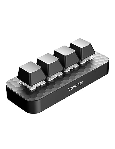 Vaydeer 4 Fully Programmable Keys with Floating Window and Macro Multifunctional Keypad, One-Handed Mechanical Keyboard Support NKRO, Hotkeys, One-Click Start, Compatible with iOS,Windows