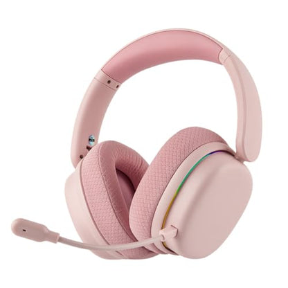 EPOMAKER X Aula G7 Pro Wireless Gaming Headset, Dual Mode BT5.3 & 2.4GHz | 7.1 Surround Sound, 80+ Hour Battery, RGB Light, with Noise Canceling Mic for PS5, PS4, Switch, PC (Pink) - color: Pink