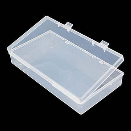 4 Pack Rectangular Clear Plastic Storage Containers 6.1x3.3x1.18 inch | Hinged Lid, For Beads and Small Craft Items - size: 6.1 x 3.3 x 1.18 inch