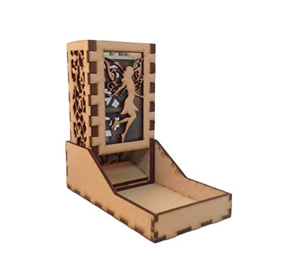 Fairy Mini Dice Tower v1 Neon Blue Acrylic Window Laser Cut MDF Unique Fast Shipping