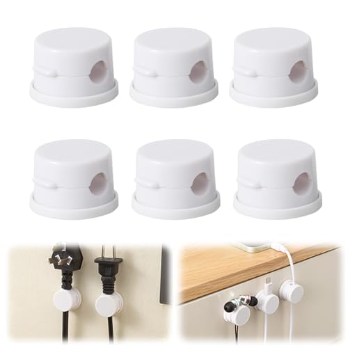 Cord Organizer Holder, Cable Management Cord Holder Organizer, Under Desk Cord Hider, for Home Office Desk Phone Car Wall Desktop Nightstand (White-6PCS) - color: White-6PCS
