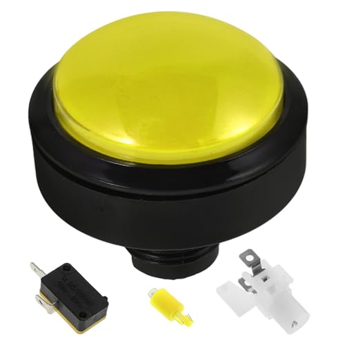 FRCOLOR Illuminated Yellow Convex Push Button Switch with Micro Switch for Game Machines Arcade Button Replacement for Gaming Props