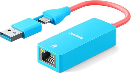 JEMDO Ethernet Adapter,1000Mbps with 2-in-1 USB C/USB 3.0，Gigabit RJ45 LAN Network Adapter，Compatible with Nintendo Switch，Laptop，MacBook，Mac OS，Linux，Android，iOS and More