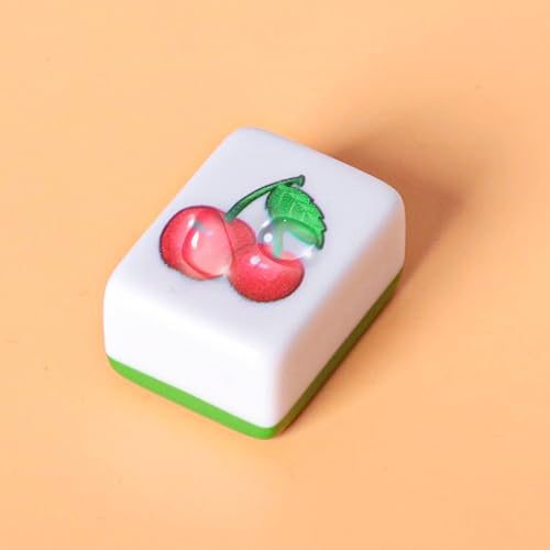 GRACIAS 4 Players Mahjong Block Set, 128 Green Tiles(1.18”) with Animal and Food Pattern, Portable Mahjong Set with A Carry Bag, Mahjong Tile Game - color: Green