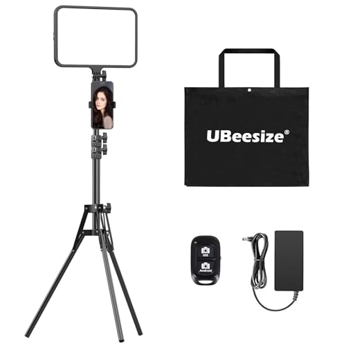 UBeesize LED Video Light Kit, Photography Lighting, 13" Studio Lights with 65" Tripod Stand and Phone Holders, Podcast Lighting for Video Recording, Make up, Live Streaming, Tiktok, YouTube - size: 1-pack