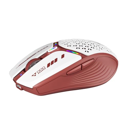 Uciefy Bluetooth Wireless Mouse, (BT5.0/5.1+2.4GHz) USB C Rechargeable LED Mouse Battery Level Visible, Honeycomb Magnetic Shell Cover with USB Receiver & Type-C Adapter for Laptop/PC/Mac/iPad-Red - color: red
