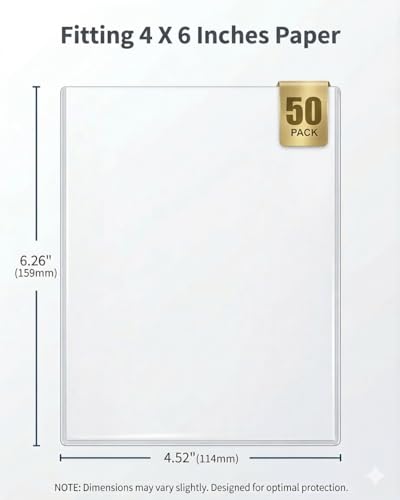 50ct 4x6 Toploaders - Ultra Durable Card Protectors for Postcard, Photos & Collectibles, Crystal Clear, Archival-Safe, Fits 4x6 Inch Sheet - size: 4x6