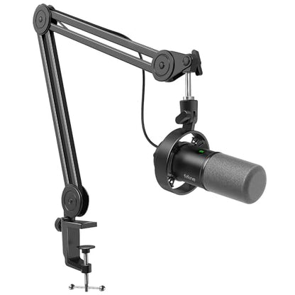FIFINE AmpliTank K688T Dynamic Microphone Set, Podcast XLR/USB Mic | Studio Streaming Mic with Heavy Duty Boom Arm, Mute Tap, Headphone Jack, for Vocal Content Creation Recording, Metal Built - size: K688T Black