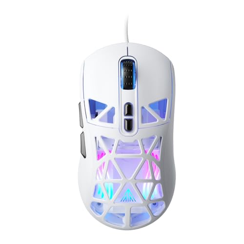 SOLAKAKA SM901 Gaming Mouse,13800DPI RGB Mouse with Programmable Buttons,53g Lightweight Wired Mouses for Gamer,White - color: white, size: SM901