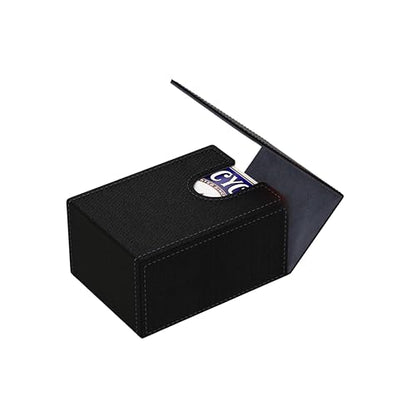 Double Decker Leather Poker Card Case - Holds Two Sets of Poker Size Cards - Premium Dual-Deck Holder with Stylish Design and Secure Closure (Black-Grey) - color: Black-Grey