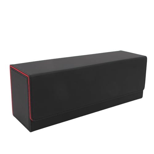 Ymiko Large Capacity Card Storage Box with Magnetic Closure, PU Leather Multi Purpose Deck Box/Cover for 400+ Trading Cards, Compact Organizer for Collectors (Black Red) - color: Black Red