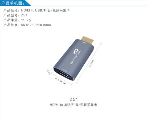 Z51 4K Video Capture Card for HDMI Compatible Male to USB Female Adapter 1080P Live Video Streaming Game Recorder