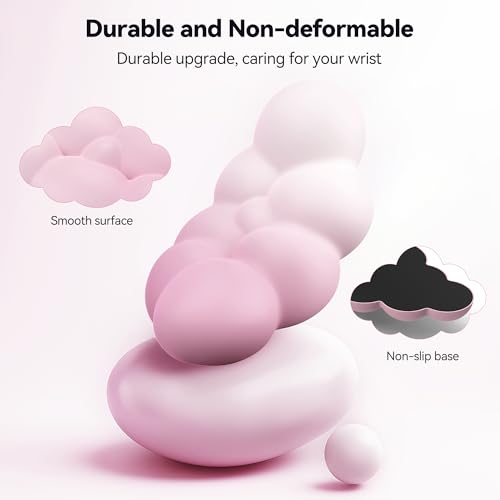 TECKNET Cloud Keyboard Wrist Rest Set, Cloud Wrist Rest with Non-Slip Base, PU Leather Wrist Pad for Keyboard with Ergonomic Memory Foam for Computer Laptop Office Gaming & Pain Relief, Gradient Pink - color: Gradient Pink