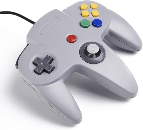 KIWITATA Classic N64 Wired USB Controller, Retro N64 Remote Game Pad Joystick Controller for Windows PC & MAC & Raspberry Pi 3 Gray - color: Grey
