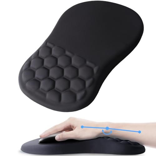 Ergonomic Mouse Pad Wrist Rest, 15° Memory Foam, Non-Slip PU Base | Mouse Pad15° Ergonomic Tilt, 100% Memory Foam, Smooth Lycra Surface, for Office & Gaming, Pain Relief Wrist Support Black - color: Black