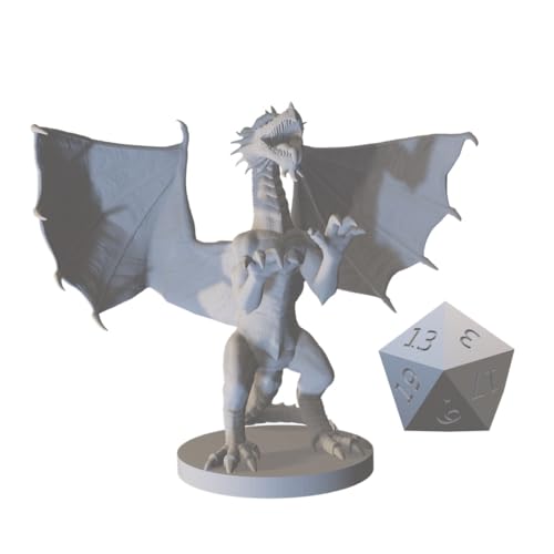 3D Printed Dragon Miniature for DND Pathfinder RPG Unpainted Resin 28mm-32mm (Red Dragon Wyrmling)