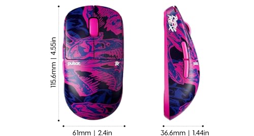 Pulsar Gaming Gears X2 Crazylight Wireless Gaming Mouse, Ultra Lightweight 1.27 oz (36g), Optical Switch, 32000 DPI, 750 IPS, XS-1 Sensor, 8k Compatible (Mini, Purple, Paper Rex Edition) - color: PRX Edition, size: Mini, style: X2 CrazyLight