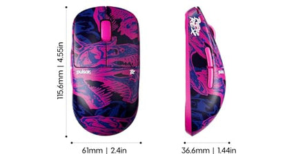 Pulsar Gaming Gears X2 Crazylight Wireless Gaming Mouse, Ultra Lightweight 1.27 oz (36g), Optical Switch, 32000 DPI, 750 IPS, XS-1 Sensor, 8k Compatible (Mini, Purple, Paper Rex Edition) - color: PRX Edition, size: Mini, style: X2 CrazyLight