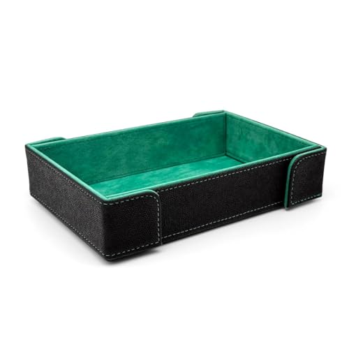 Norse Foundry Green Rectangle Dice Tray - Luxurious Velvet Interior, Black Vegan Leather Exterior, Magnetic Folding Dice Tray, Portable and Durable Rolling Mat for RPG and Board Games - color: Green, style: Rectangular
