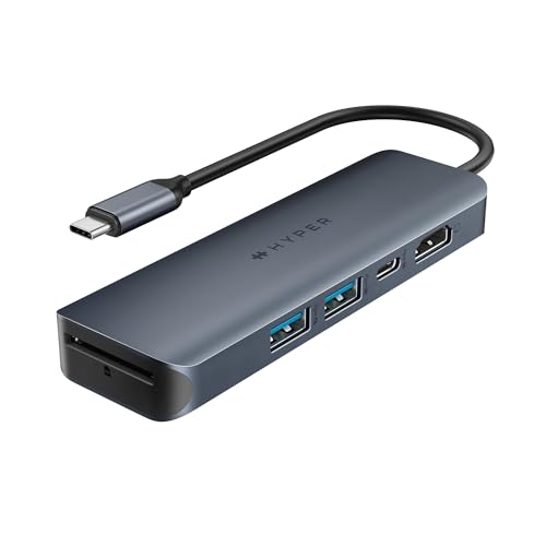 HyperDrive Next 6 Port USB C Hub for Mac, PC, Chromebook with 4K60Hz HDMI, 2 USB-A, USB-C 10Gbps 100W Power Delivery, 312 MB/s SD Card Reader Ports - size: 6 Port USB-C Hub with 2x USB-A