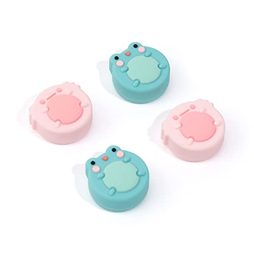 GeekShare Cute Animal Theme Silicone Joycon Thumb Grip Caps,Compatible with Nintendo Switch/OLED/Switch Lite,4PCS - Frog & Axolotl - color: Frog & Axolotl