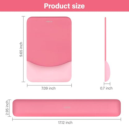 MOSISO Wrist Rest Support Mouse Pad & Keyboard Set, Melon Pink | Rectangular Ergonomic Mousepad, Non-Slip Base, Home/Office Pain Relief & Easy Typing, Neoprene Cloth & Raised Silicone Lining - color: Melon Pink