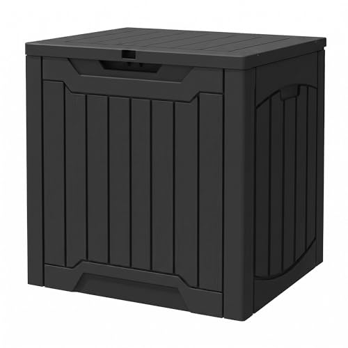 YITAHOME 31 Gallon OutdoorDeck Box | Lockable Resin Storage Box and Waterproof Package Delivery Box for Patio, Garden, Poolside, Cushions, Supplies & Sports Gear - color: Black, size: 31 Gallon, style: Deck Box