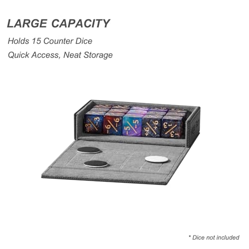 Pocket Dice Box (Adventurer Module) - Built-in Life Tracker - Fits 15 Counter Dice (15 mm) or 30+ Unsleeved Cards - Stores Inside Adventurer - MTG, PTCG & More (2. Artifact (Black/Grey)) - color: 2. Artifact (Black/Grey)