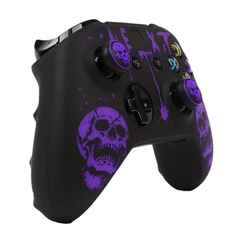 Skull Controller Skin Cover Compatible with Xbox one Controller, RALAN Protector Case, Customised Thumb Grips Caps - color: skull Purple