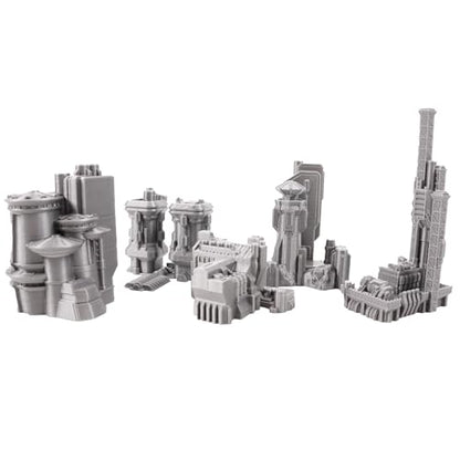 6mm Sci-Fi Cityscape Bundle 1 - Tabletop Terrain for Miniatures Games Such as Epic Battletech Adeptus Titanicus (Bundle 1) - size: Bundle 1 without Hexes