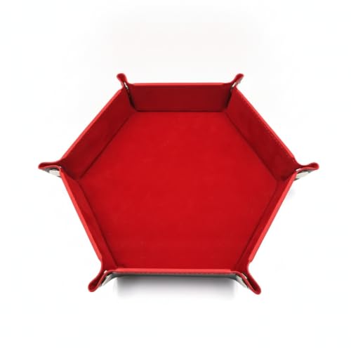 Keep Dice Contained with This Foldable Hexagon Tray, PU Leather & Velvet Interior, Portable 12.6 x 9.6 Inch Rolling Surface for Tabletop Games