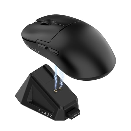 AJ159P MC Wireless Gaming Mouse, 12000 DPI, Tri-Mode 2.4G/Bluetooth/Wired, Magnetic RGB Charging Dock, 56g Ultra-Light, Programmable 6 Buttons - Perfect for Gaming, Work & Travel (Black) - color: Black
