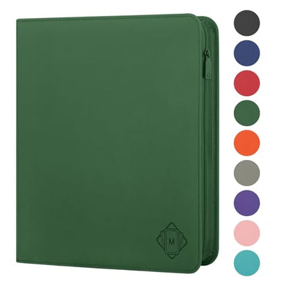 Premium Card Binder 12 Pocket for 720 Pockets Trading Card Binder, PU Zipper Card Collection Album, Sturdy Side-Loading Card Book Holder for MTG, TCG, Game Cards, Sports Cards - color: 12 Deep green