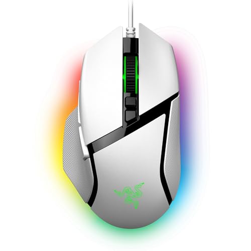 Razer Basilisk V3 Customizable RGB Wired Ergonomic Gaming Mouse, White | Fastest Gaming Mouse Switch, Chroma RGB Lighting, 26K DPI Optical Sensor, 11 Programmable Buttons, HyperScroll Tilt Wheel - color: White