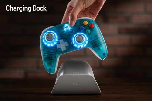 8Bitdo Ultimate 2 Wireless Gaming Controller with TMR Joysticks, Switchable Hall Effect/Tactile Triggers, 8Speed Wireless Tech, Charging Dock, RGB Fire Ring for PC & Android - Clear Blue - color: Clear Blue, size: Ultimate 2 Wireless