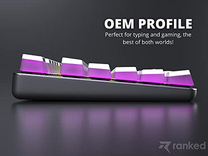 Ranked Pudding v2 PBT Keycaps | 145 Double Shot Translucent ANSI US & ISO Layout | OEM Profile for Full Size, TKL, 75%, 65% and 60% RGB Mechanical Gaming Keyboard (White) - color: White