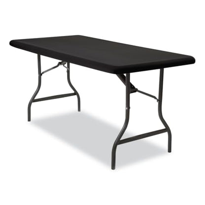 Iceberg iGear Stretch Fabric Table Top Cap Cover, fits 6' Tables, Polyester/Spandex, Black, 30" W x 72" L | Measures 72"x 30"x3", durable stretch polyester fabric snugly fits to 6' table top, ideal for trade shows, banquets & parties - size: 72" x 30" (Re