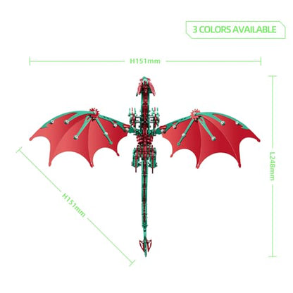 OreilleStar 3D Metal Dragon Puzzle, Mechanical Model Building Kit, Green and Red Assembly Puzzle for Adults Gift (Green Red Dragon) - color: Green Red Dragon