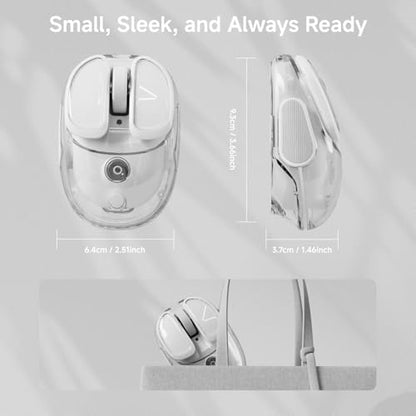 SEUNKWANG EWEADN Q9 Wireless Clear Mouse Dual Mode Bluetooth & 2.4G USB Computer Mouse with RGB Lighting, Silent Clicks, Multi-Device Compatibility for Laptop, PC, MacBook, iPad Cute Mouse-White - color: White