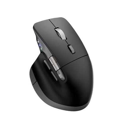 INFINMIND Ergonomic Wireless Bluetooth Mouse with 6 Programmable Buttons(Mac/Windows), Multi-Device, Flying Scroll & Side Wheel, 5 Level DPI, Rechargeable Silent Mice for Laptop, PC, Tablet, MacBook.