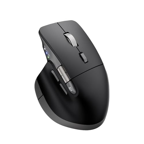 INFINMIND Ergonomic Wireless Bluetooth Mouse with 6 Programmable Buttons(Mac/Windows), Multi-Device, Flying Scroll & Side Wheel, 5 Level DPI, Rechargeable Silent Mice for Laptop, PC, Tablet, MacBook.