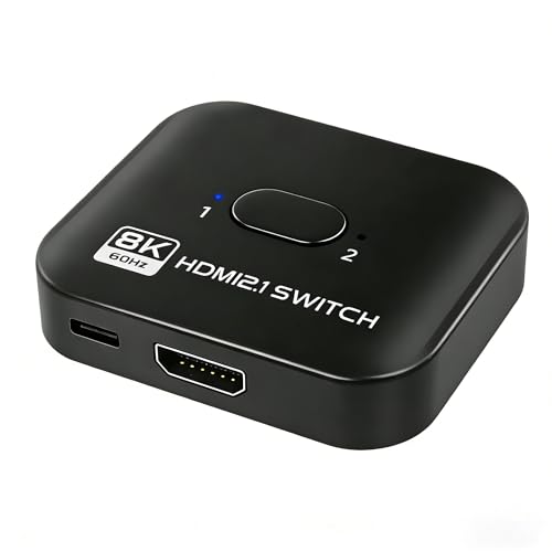 8K HDMI Switch 2 in 1 Out Bi-Directional - HDMI 2.1 Switch Support 4K@120Hz 8K@60Hz for PS5 HDTV Xbox Player Laptop PC - size: 8K60Hz
