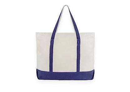 Extra Large Heavy Duty Canvas Tote Bag - 22 Inches Wide, Zipper Top, Sturdy, Double Stitched, 100% Cotton, Reusable, Washable - Perfect for Picnic, Grocery, Beach, and Shopping Bag (Navy Blue) - color: Navy Blue