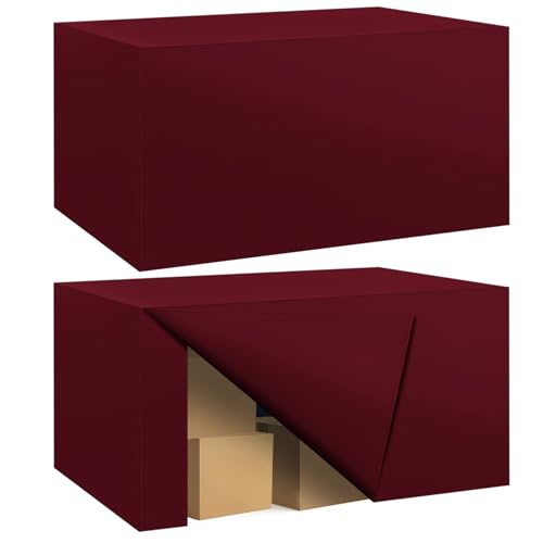 Ascoza 2 Pack Fitted Tablecloth for 4 Foot Rectangle 48 x 24 Inch Burgundy Table Covers Water Resistant Polyester Cloth for Folding, Parties,Display, Trade Show (Burgundy) - color: Burgundy, size: 4FT