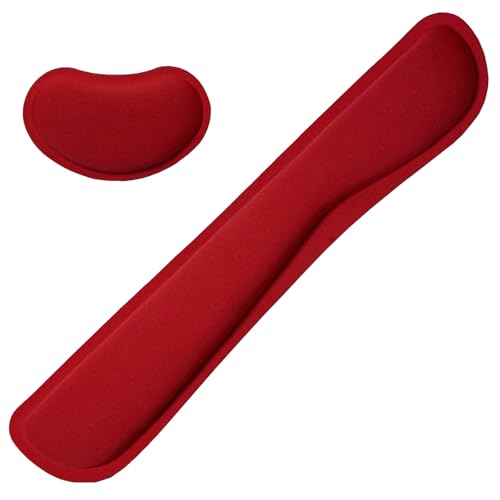 Keyboard Wrist Rest Mouse Wrist Support Set, Memory Foam Wrist Rest Pad for Computer Laptop Keyboard Mouse, Ergonomic Wrist Cushion Support for Typing Pain Relief, Gaming Home Office, Red - color: Red